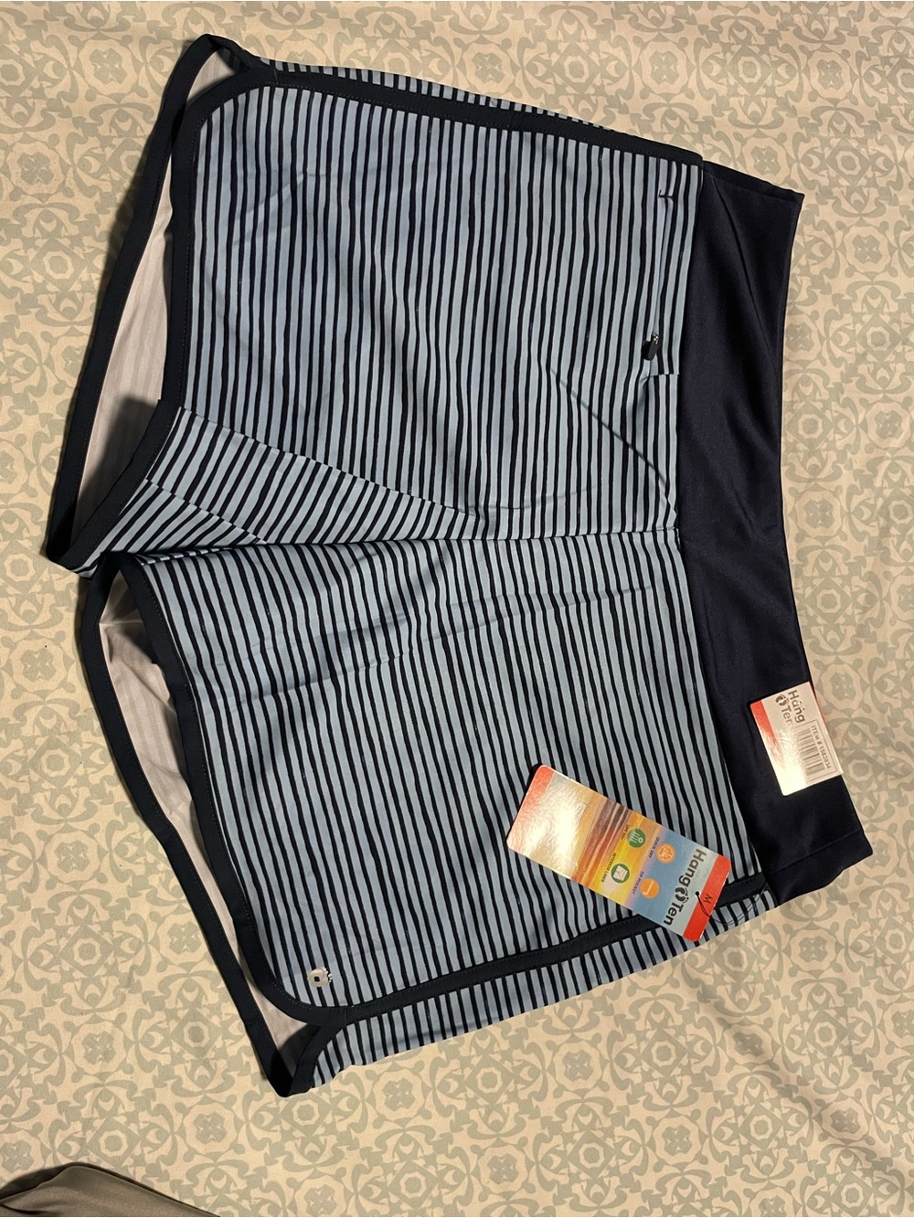 Hang Ten Navy and Light Blue Striped Athletic Shorts